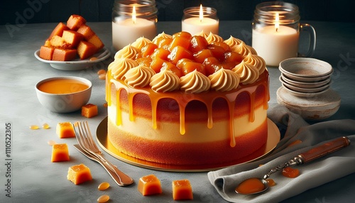 delicious tasty honey creamy cake food treat party