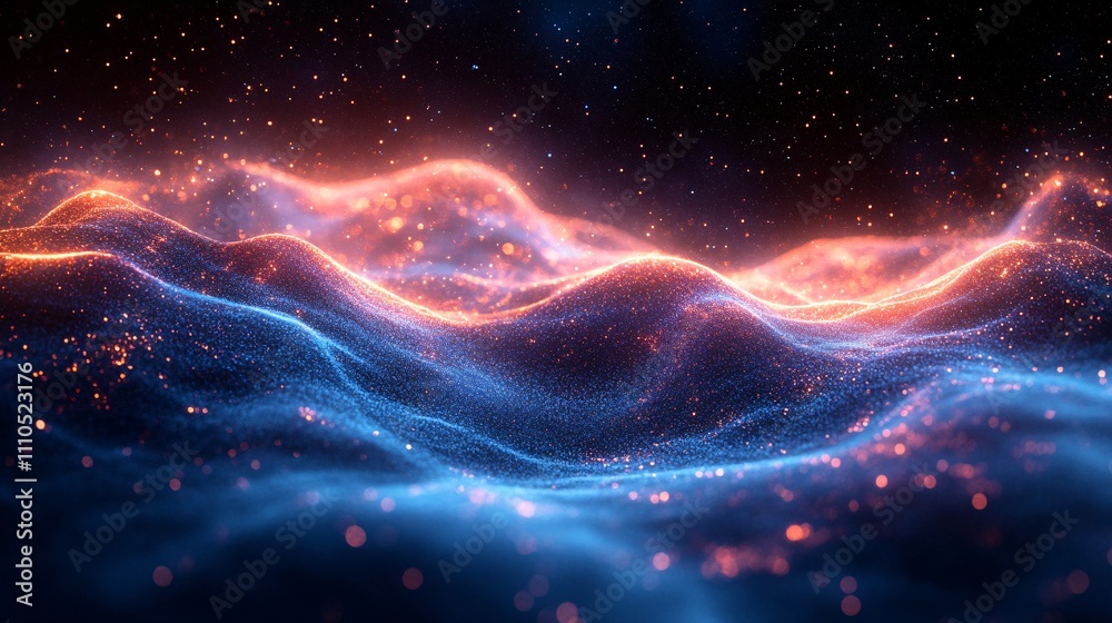 Fototapeta premium Minimalist Glowing Blue Hills Landscape