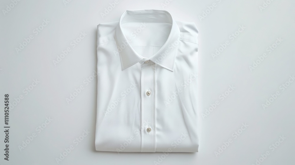 A clean white shirt with a simple silver bell design near the neckline, set against a seamless white background A clean white shirt with a simple silver bell design near the neckline, set against a seamless white background