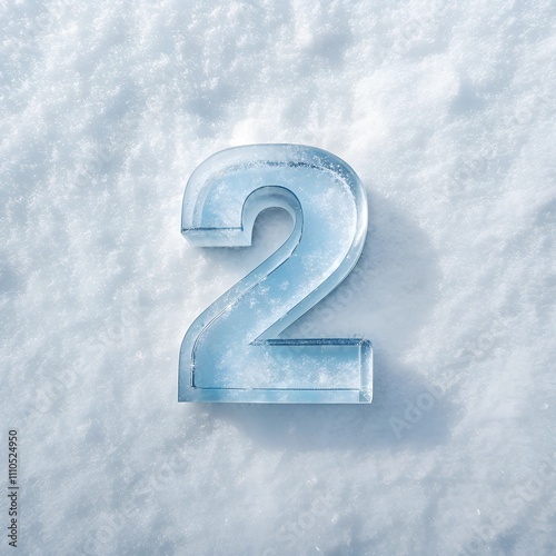 3D frozen Ice number 2 on a snow background