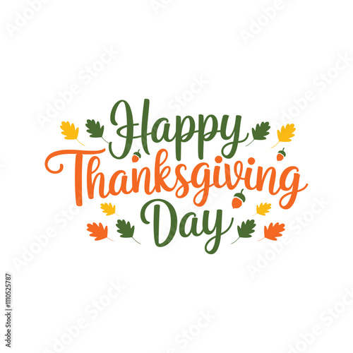 Happy thanksgiving day typography lettering decorative vector design with white background photo