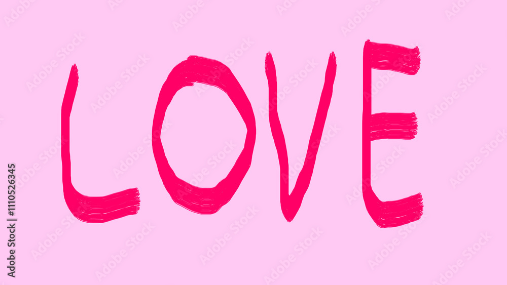 Pink handwritten love brush art on pastel pink background, perfect for romantic designs and greeting cards Pink handwritten love brush art on pastel pink background, perfect for romantic designs and greeting cards