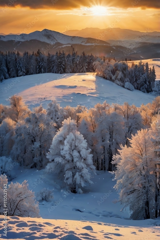 winter landscape with snow covered trees portrait winter landscape with snow covered trees portrait