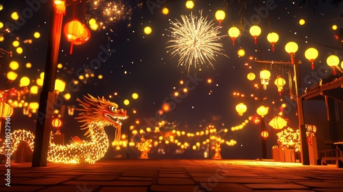 Wallpaper Mural Beijing chinese new year fireworks and dragon dance celebration Torontodigital.ca