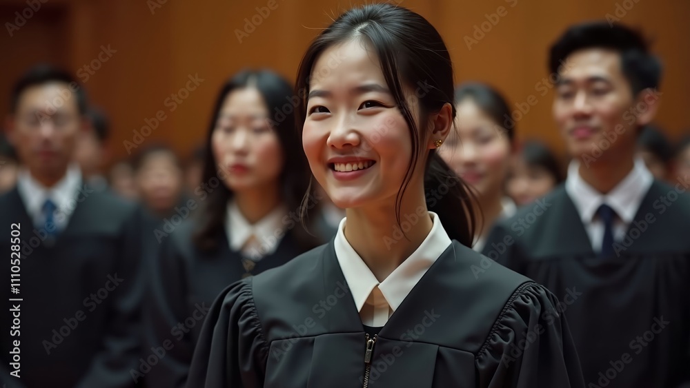 Young Korean Woman at University Graduation Ceremony Young Korean Woman at University Graduation Ceremony