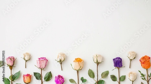 Wallpaper Mural Beautifully Arranged Colorful Roses on White Background Torontodigital.ca