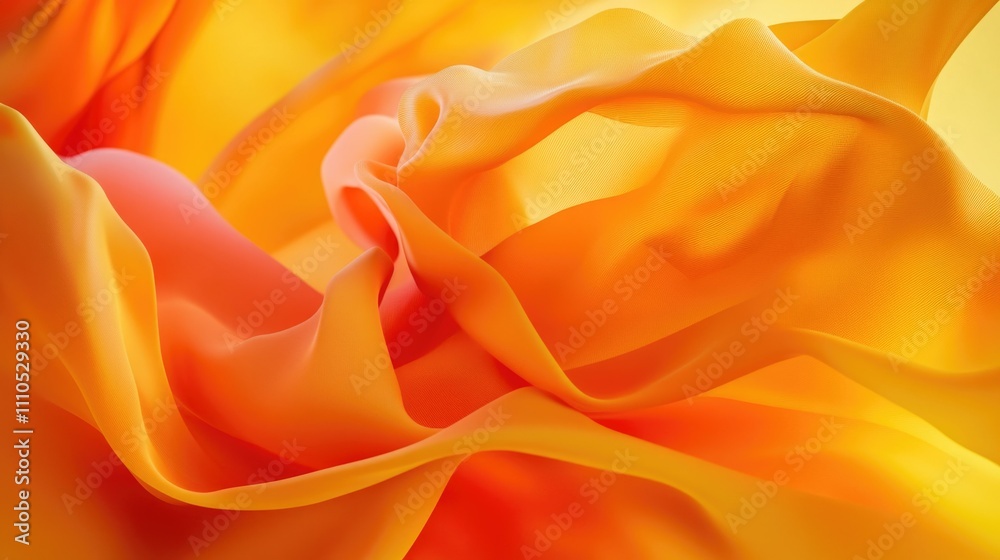 Vibrant Rippling Orange Silk