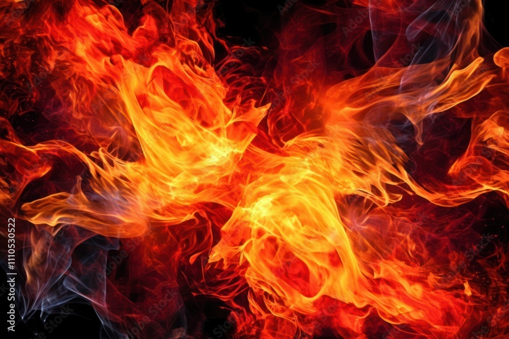 A captivating image of flames roaring against a black backdrop, with a mix of bright orange and fiery red colors. The flames are full of energy and life A captivating image of flames roaring against a black backdrop, with a mix of bright orange and fiery red colors. The flames are full of energy and life