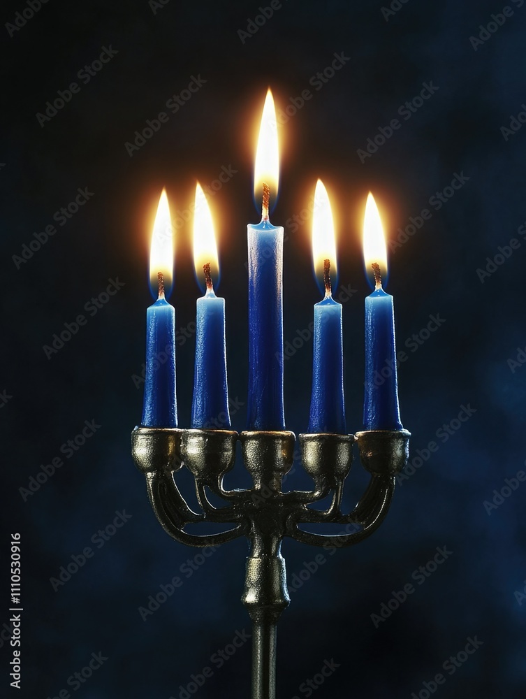 Candlelit Menorah with Seven Candles Candlelit Menorah with Seven Candles