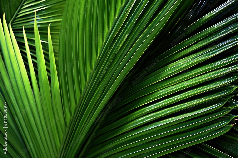 A close-up shot of vibrant green palm leaves with intricate textures and patterns, showcasing their natural beauty and details. A close-up shot of vibrant green palm leaves with intricate textures and patterns, showcasing their natural beauty and details.