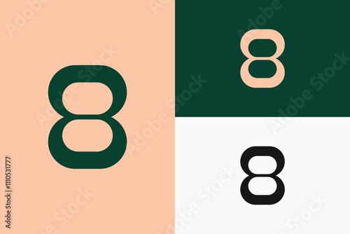 modern number eight logo, simple number eight logo.