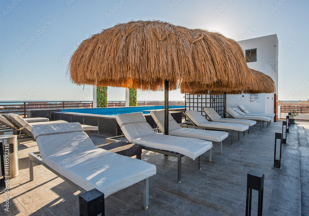 Roof terrace with swimming pool in luxury resort