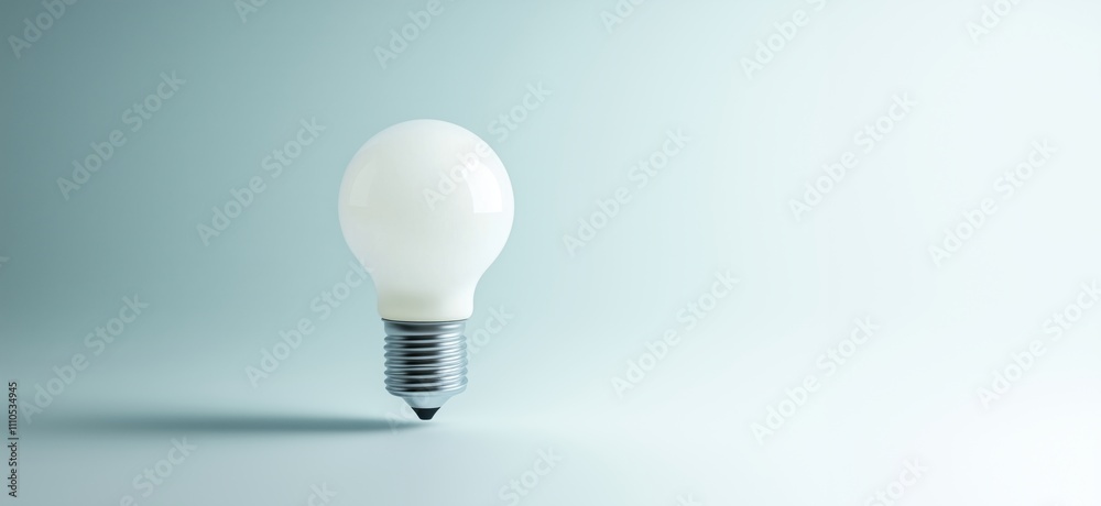 Light bulb design, modern, minimalistic, white bulb with metallic base, floating against soft gradient background, copy space for text Light bulb design, modern, minimalistic, white bulb with metallic base, floating against soft gradient background, copy space for text