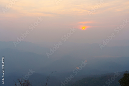 Morning view with smog air pollution