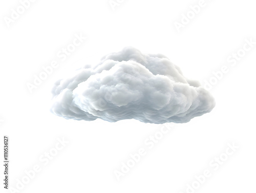 png of single white fluffy soft cloud on transparent background