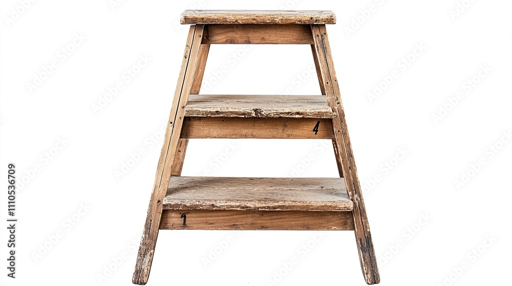 A four-step wooden ladder A four-step wooden ladder