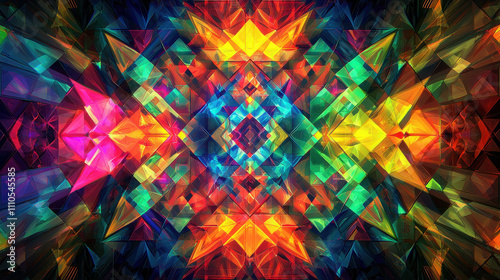 Vibrant Abstract Colorful Geometric Design with Dynamic Lighting Effects