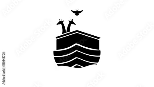 Noah's Ark, black  isolated silhouette