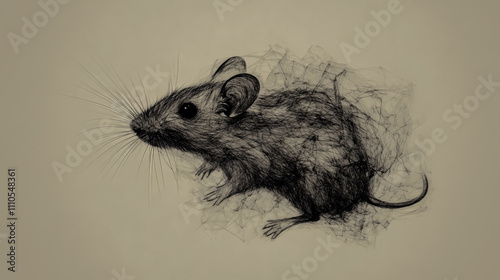 Isolated mouse on a plain background, generative design for wildlife illustration photo