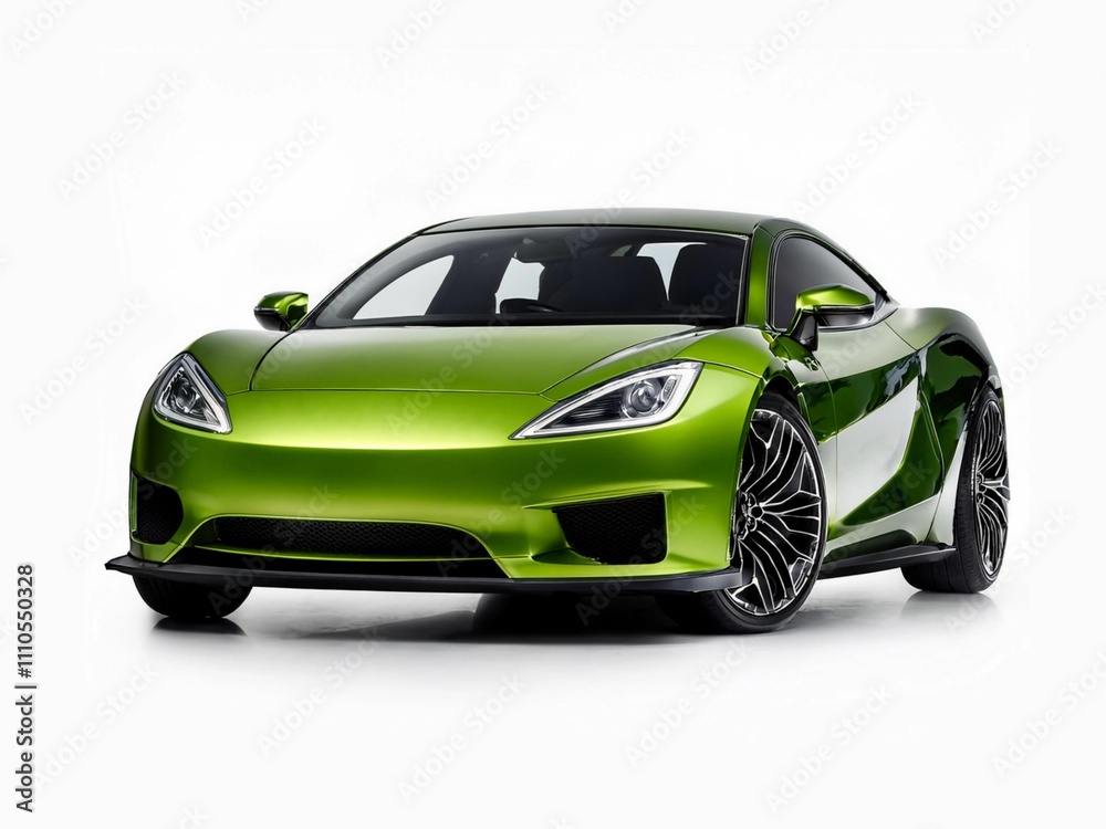 Fototapeta premium Sports car mockup. 3D car design. car of the future. Green sport car isolated on white background 
