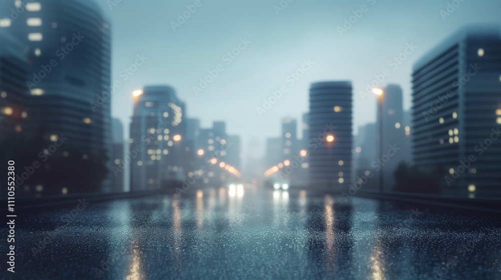 Background for a car on the road with a night landscape of a big city and street lights Background for a car on the road with a night landscape of a big city and street lights