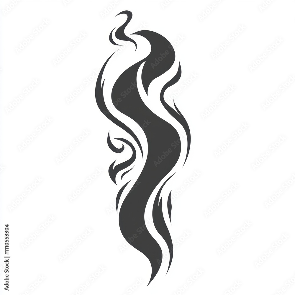 Elegant and flowing black abstract design with wavy shapes and curves representing movement, energy, and artistic expression in a minimalist style Elegant and flowing black abstract design with wavy shapes and curves representing movement, energy, and artistic expression in a minimalist style