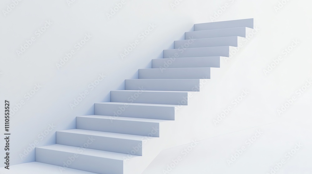A set of white stairs against a white wall. A set of white stairs against a white wall.