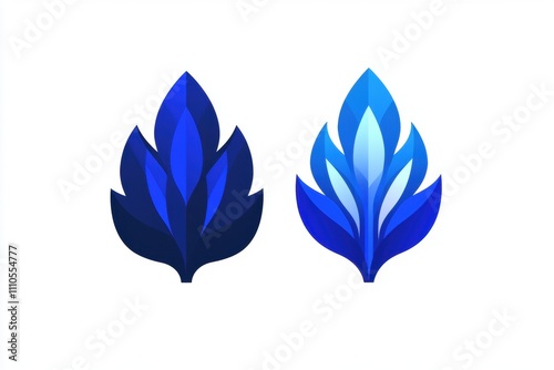 Abstract Blue Leaf Shapes Representing Nature, Growth, and Freshness in a Modern Design, Suitable for Eco-Friendly Themes and Branding Use