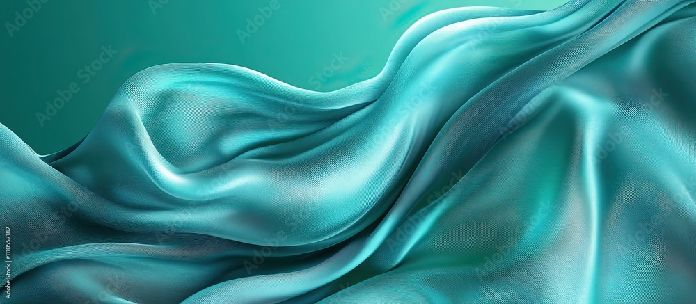 Fototapeta premium Abstract teal fabric flowing, smooth, silky texture background.