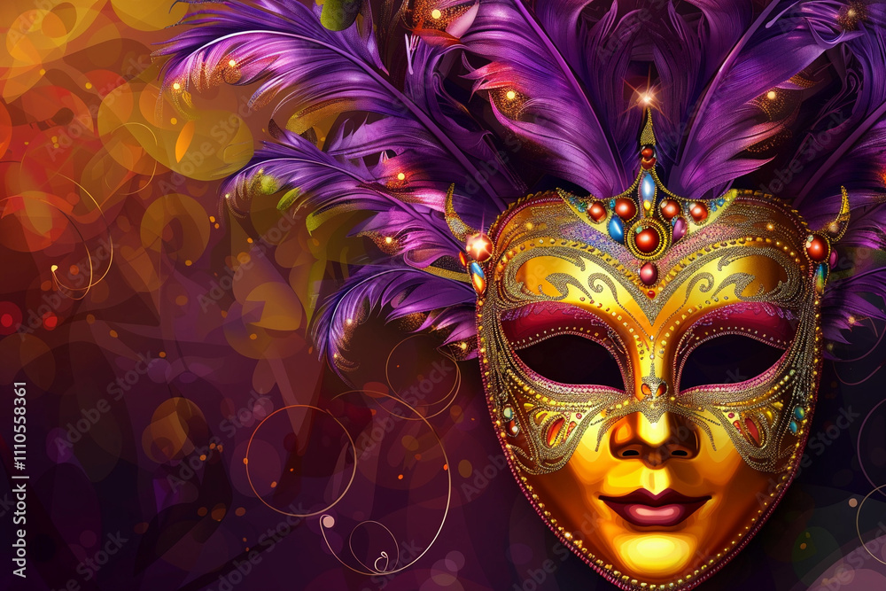 Beautiful greeting card with bright holiday composition for happy celebrate mardi gras