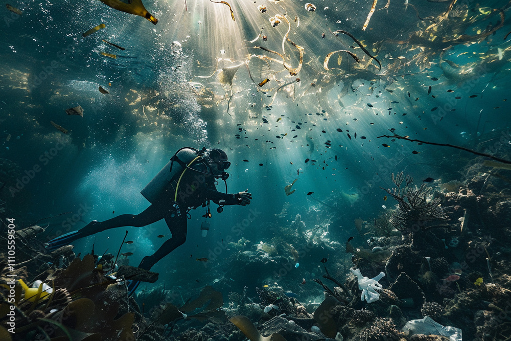 custom made wallpaper toronto digitalBeautiful diver goes on an underwater adventure in frighteningly deep sea