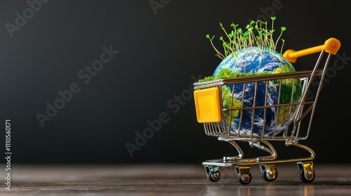 Global online shopping trends earth globe in cart lifestyle concept