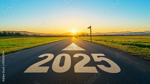 A straight asphalt road with 