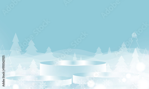 Podium shape for show cosmetic product display for christmas day or new years Typographical Christmas color background