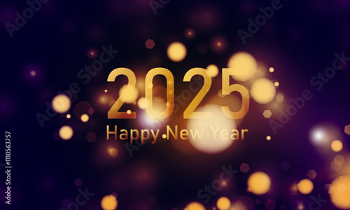 Abstract bokeh light Purple and dark blue New Year countdown 2025 of New years eve concept. December midnight vector design.