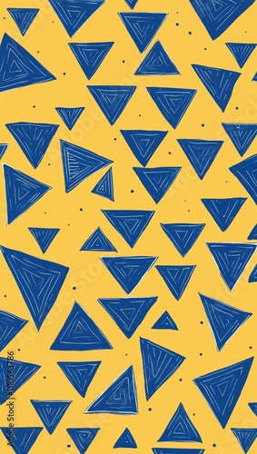 Blue Parallelogram pattern hand drawn design on Black background illustration