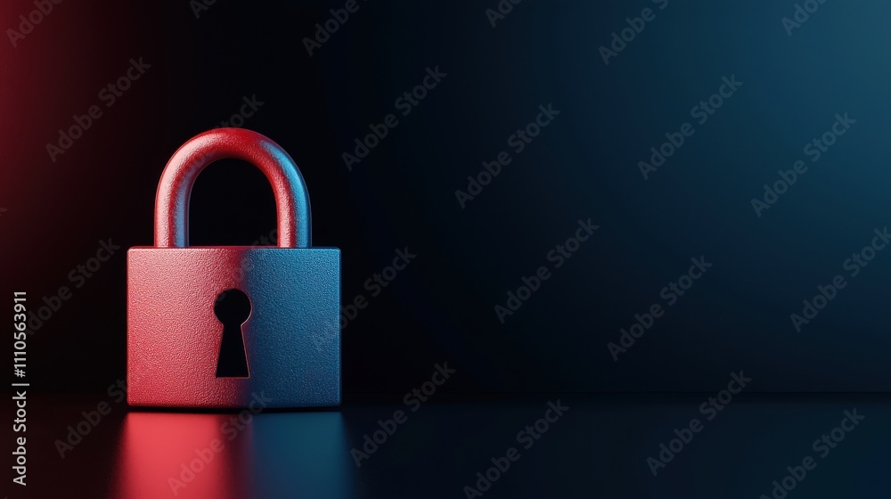 Neon padlock icon rendered in dark background - modern digital art Neon padlock icon rendered in dark background - modern digital art