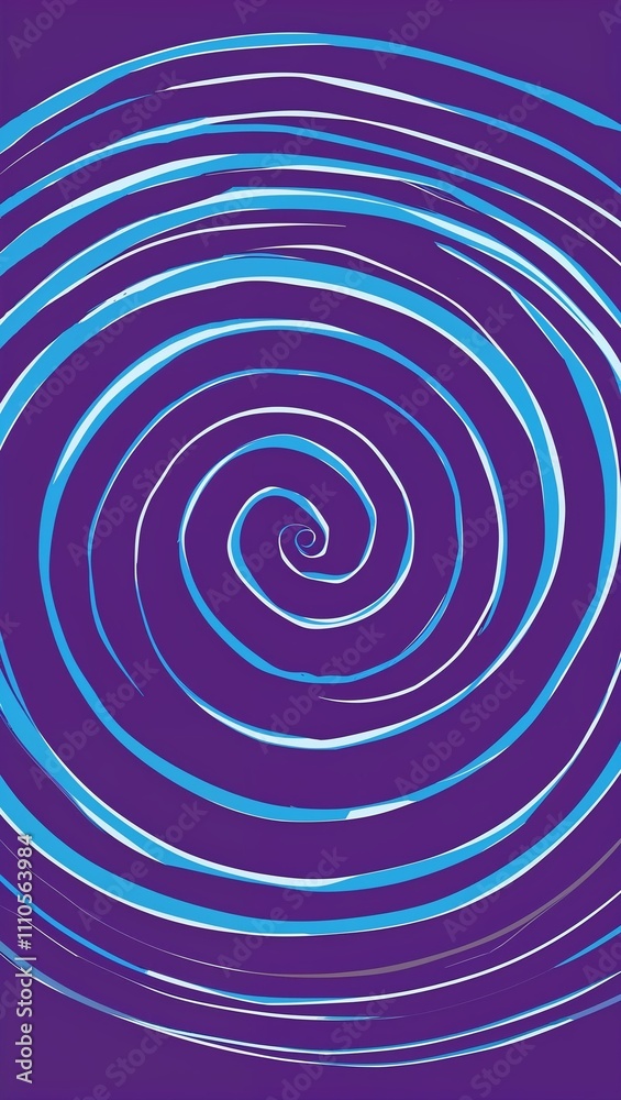 Naklejka premium Blue Spiral pattern hand drawn design on Purple background illustration