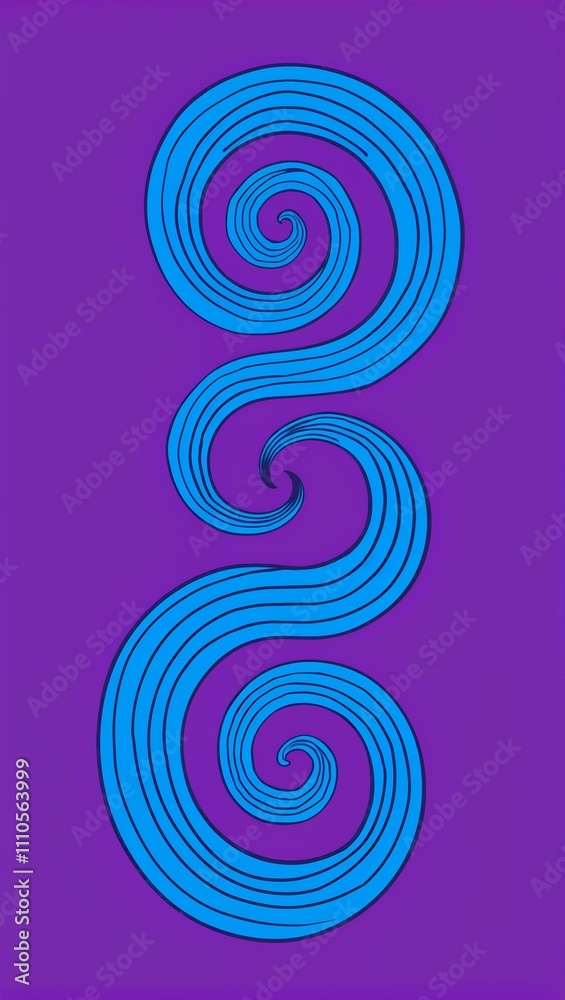 Blue Spiral pattern hand drawn design on Purple background illustration Blue Spiral pattern hand drawn design on Purple background illustration