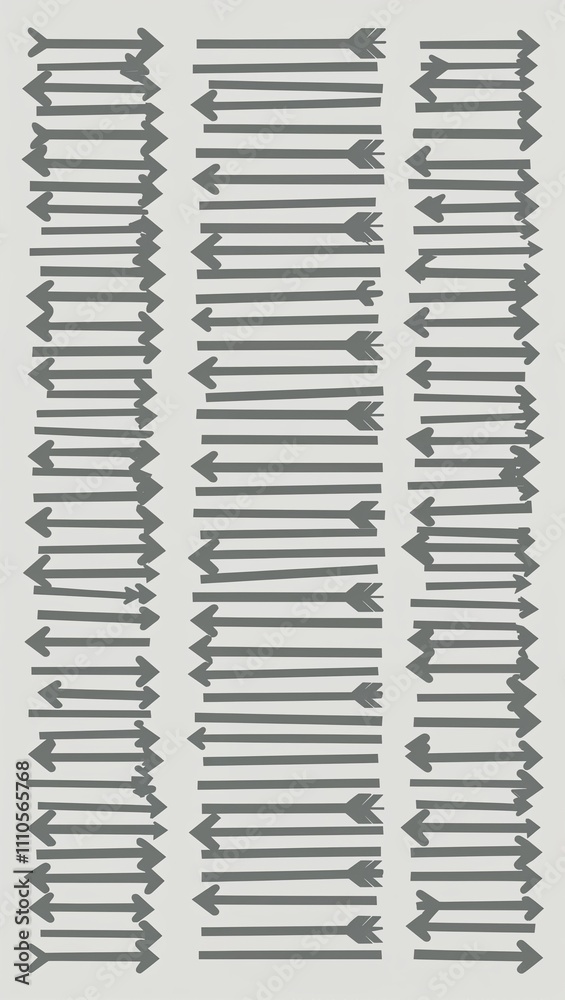 Gray Arrow pattern hand drawn design on White background illustration