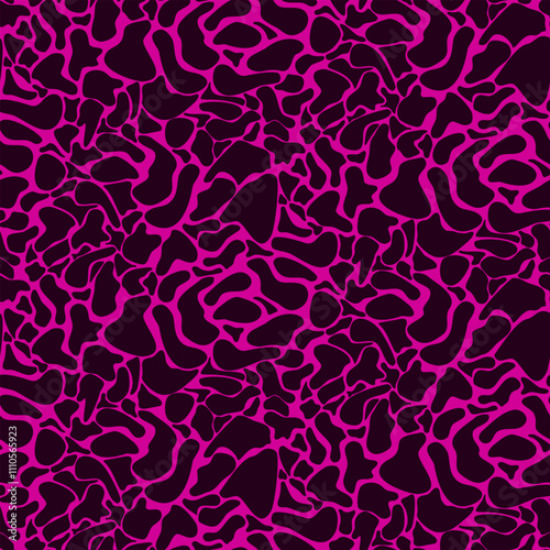 Abstract vector seamless pattern of black spots on pink background