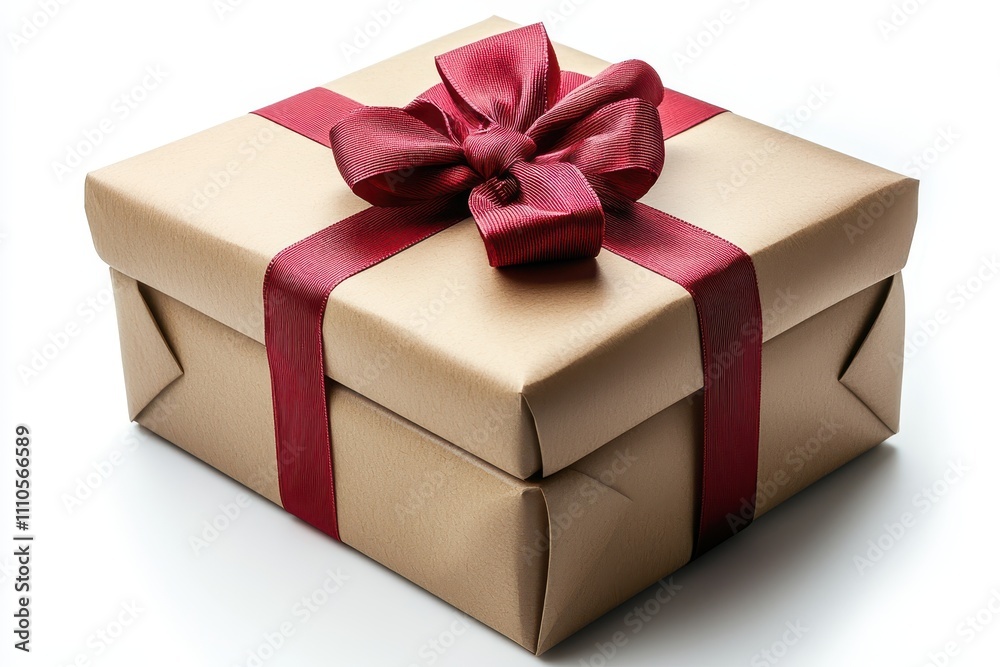 Fototapeta premium Elegant Gift Box with Maroon Ribbon Top
