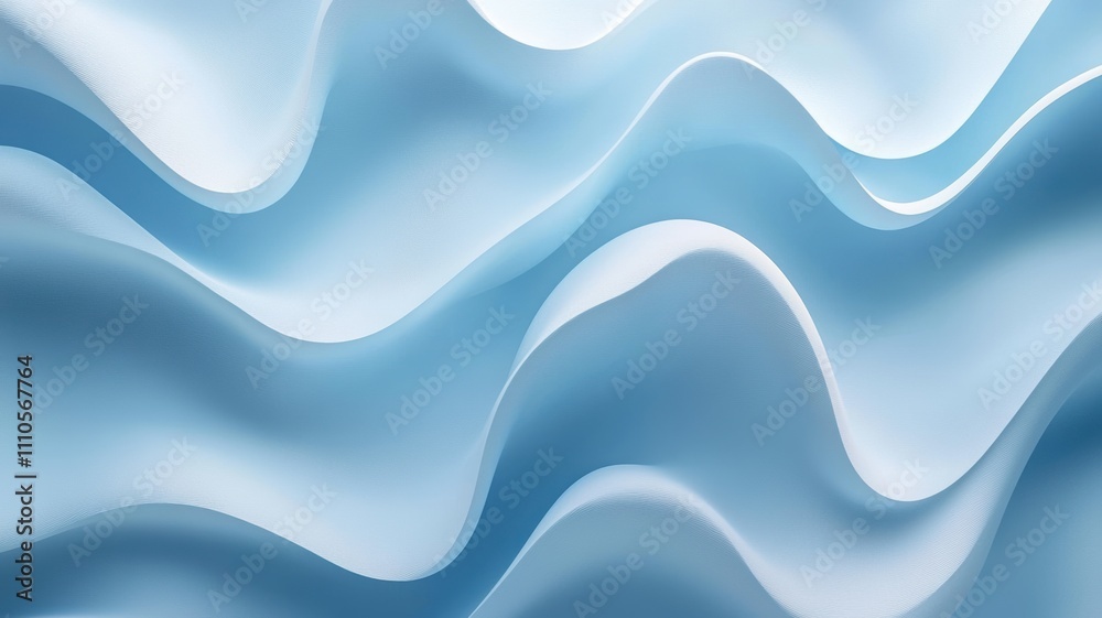 Obraz premium Fluid Waves Dancing in Soft Blue Hues
