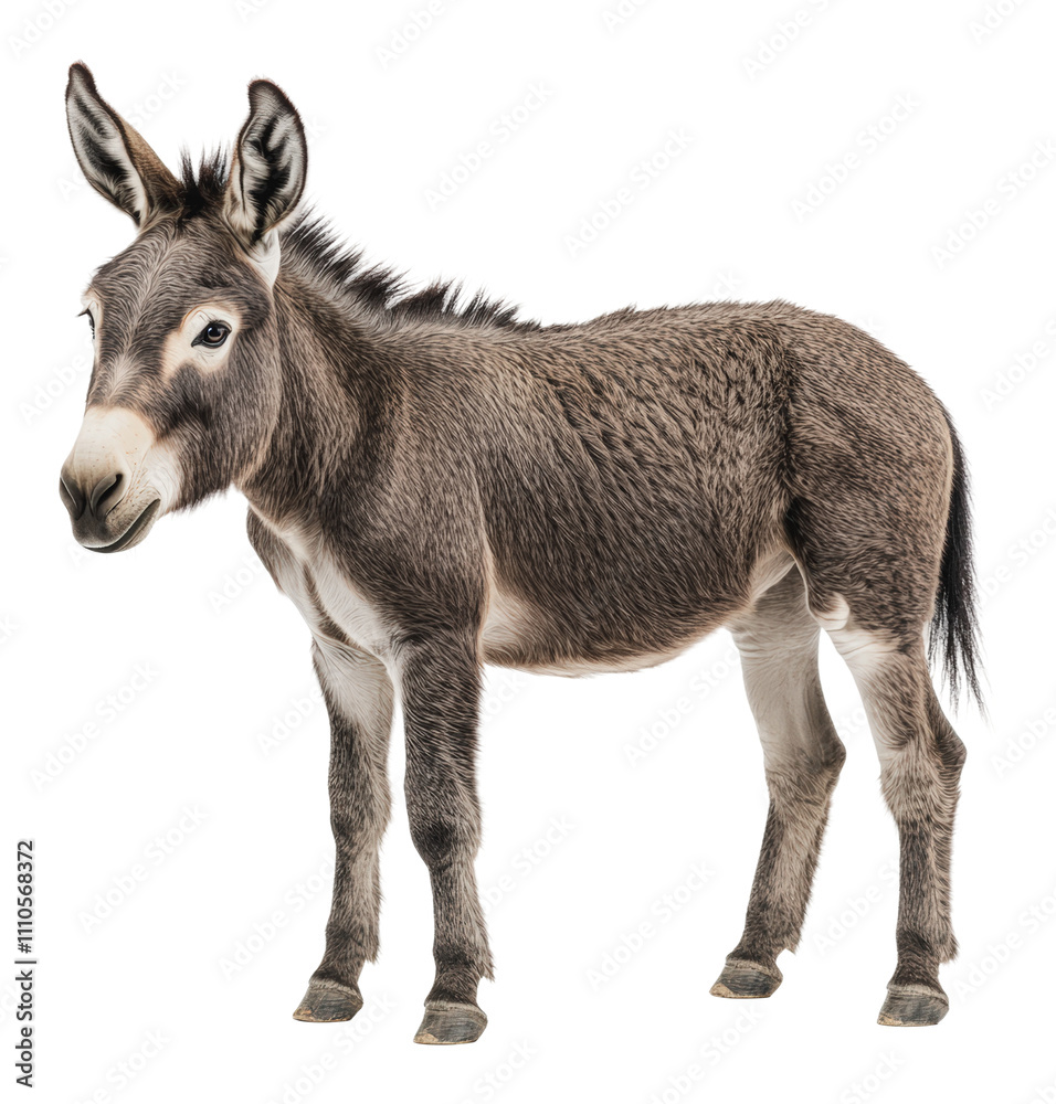 Donkey standing in a bright setting, cut out - stock png. Donkey standing in a bright setting, cut out - stock png.