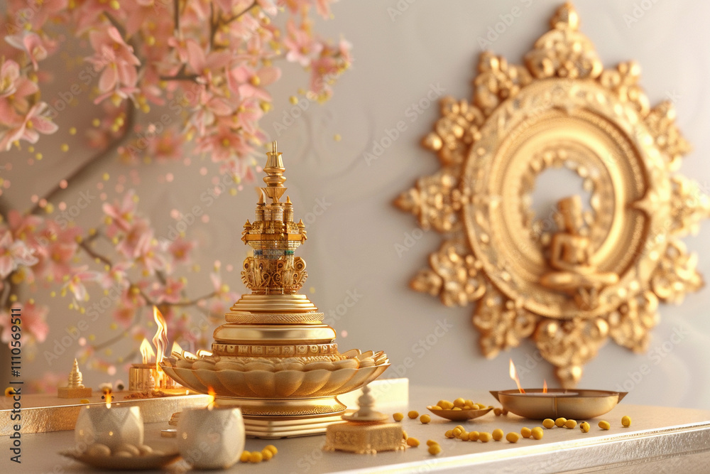 Beautiful greeting card with holiday composition for Akshaya Tritiya Beautiful greeting card with holiday composition for Akshaya Tritiya