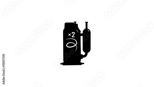 dual inverter compressor, black  isolated silhouette