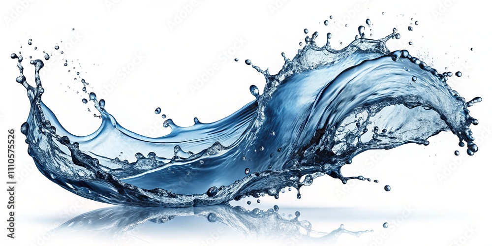 Obraz premium Stunning Water Splash Isolated on White Background Capturing the Dynamic Motion and Elegance of Fluid Dynamics for Creative Design and Advertising Use