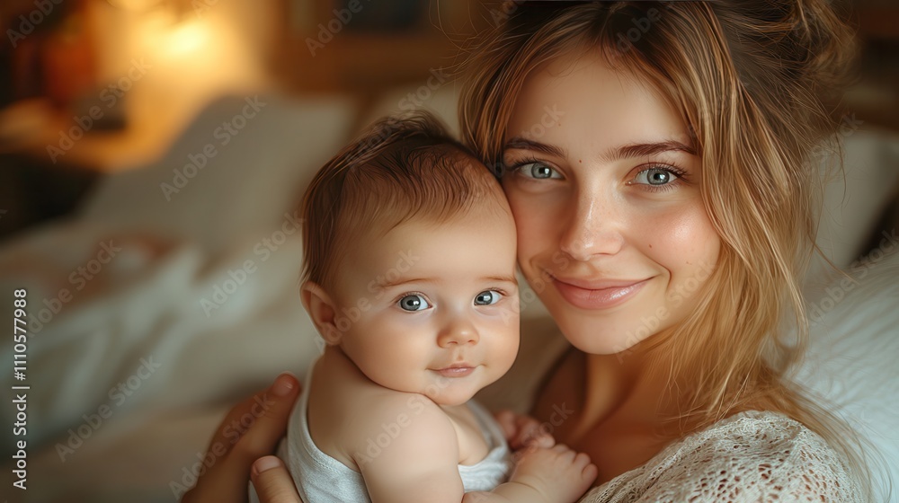 Tender Moment of Mother Holding Baby in Soft Light with Warm Expressions Capturing Bond of Love, Joy, and Connection in Cozy Indoor Setting Tender Moment of Mother Holding Baby in Soft Light with Warm Expressions Capturing Bond of Love, Joy, and Connection in Cozy Indoor Setting