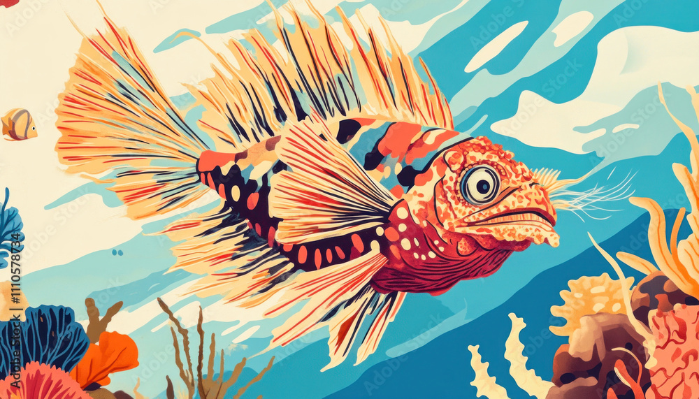 Fototapeta premium Colorful fish swimming in coral reef, vibrant underwater scene