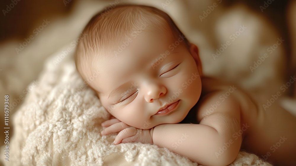 Adorable Sleeping Baby on Soft Blanket with Peaceful Expression and Natural Skin Tone, Captivating Infants in Cozy Environment Adorable Sleeping Baby on Soft Blanket with Peaceful Expression and Natural Skin Tone, Captivating Infants in Cozy Environment